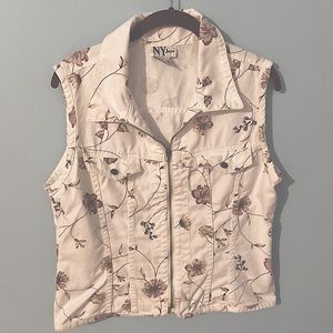 NY JEANS FLORAL PRINT ZIP UP VEST JUNIORS SIZE L